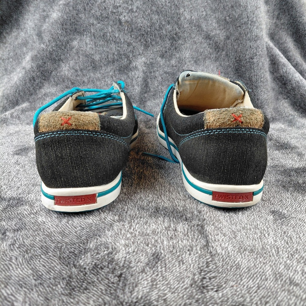 Twisted X Mens Shoes 7 1/2‎ M Black Denim Blue Laces Boat Shoes WCA0029 - Picture 5 of 8